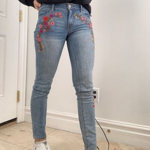 “CHEROKEE” SIZE 14 flower embroidered jeans